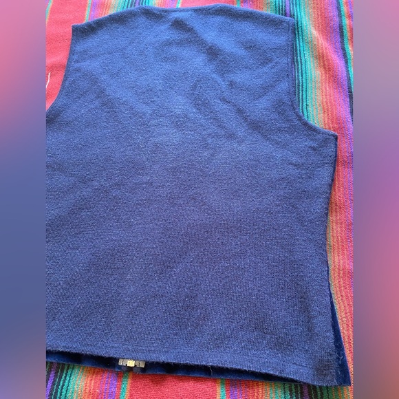 J. Crew Velvet Royal Blue Zip up Vest. Merino Wool Back. Like New. Size Large. - Picture 6 of 7